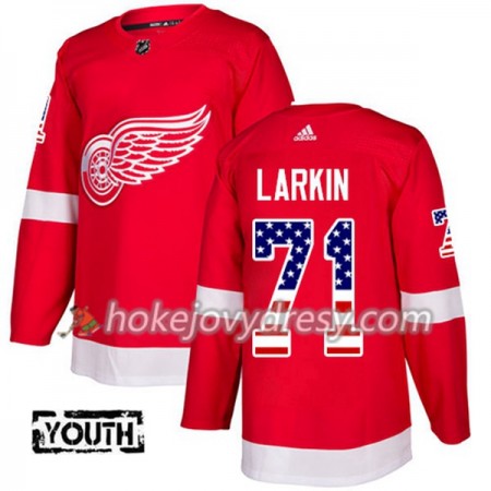 Dětské Hokejový Dres Detroit Red Wings Dylan Larkin 71 2017-2018 USA Flag Fashion Černá Adidas Authentic